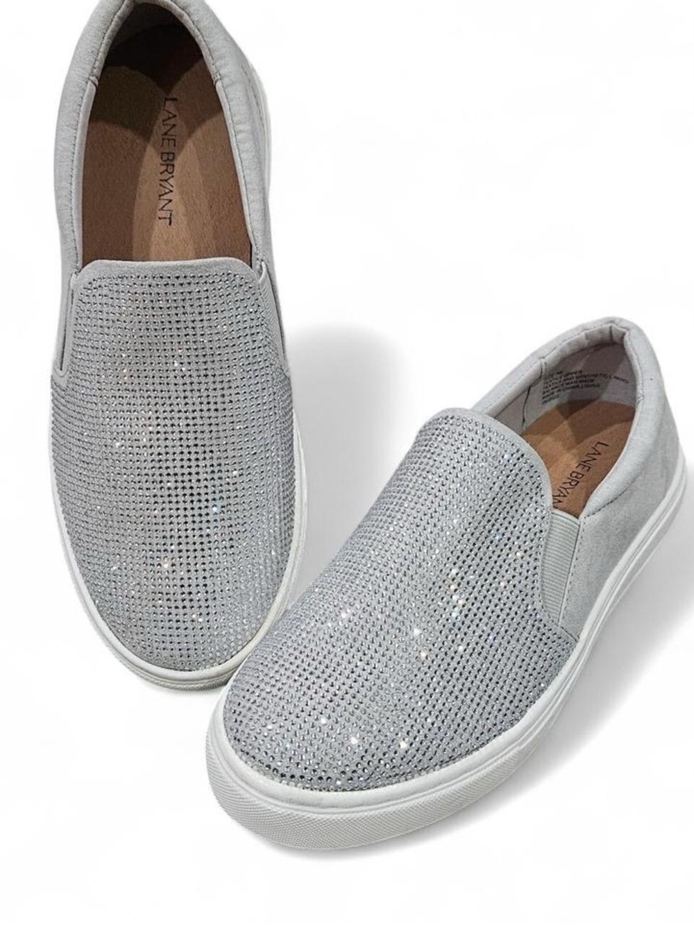 Lane Bryant silver gray rhinestone slip on sneakers, women’s size 7W Wide - Picture 4 of 4